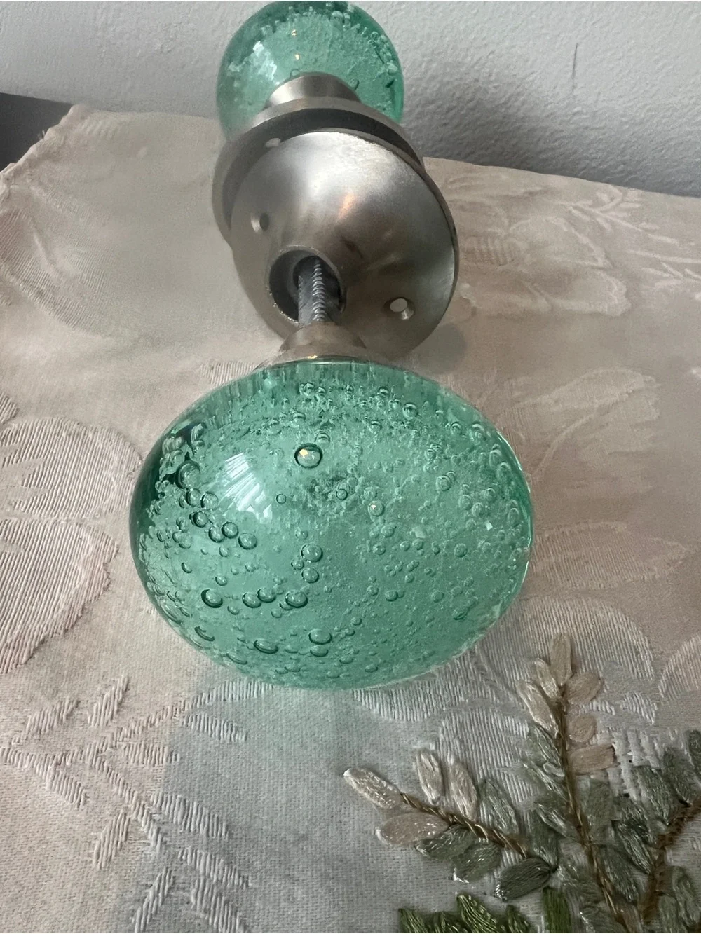 Discontinued Anthropology Sea-foamBubbled Glass Doorknobs
